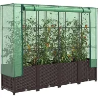 vidaXL Plantenbak verhoogd met kashoes 160x40x138 cm rattanlook