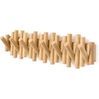 Umbra Picket Kapstok met 8 Haken - Natuurlijke Wandkapstok met Inklapbare Houten Haken