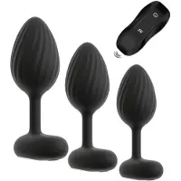 ANOS - vibrerende buttplug set - siliconen - zwart