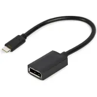 24hShop USB-C naar DisplayPort adapter, 4K, 15 cm, zwart