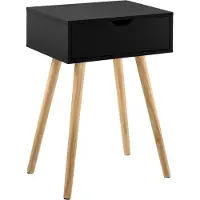 En.casa [] Bijzettafel met lade nachtkastje - zwart