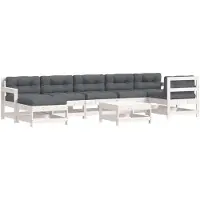 vidaXL 8-delige Loungeset met kussens massief hout wit
