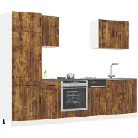 vidaXL 7-delige Keukenkastenset Lucca bewerkt hout gerookt eiken