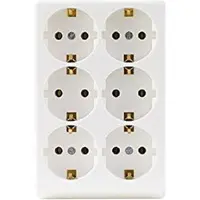 Q-Link contactdoos opbouw - 6-voudig - rechthoekig - randaarde - polarwit