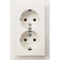 Berker Q1 wandcontactdoos - inbouw - 2-voudig - randaarde - belastbaar tot 2300 watt - polarwit