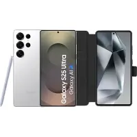 Samsung Galaxy S25 Ultra 256GB Wit 5G + BlueBuilt Book Case Zwart
