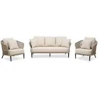 BUITEN living Palermo stoel-bank loungeset 5 personen | aluminium + touw | Sahara Dust | 3-delig