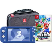 Nintendo Switch Lite Bleu + Super Mario Bros. Wonder + Housse de Protection