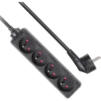 Perel Penaarde stekkerdoos 4-voudig | | 5 meter (Zwart)