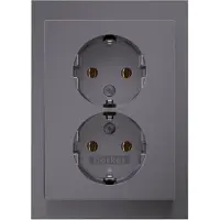 Berker K5 contactdoos – Inbouw – 2 voudig – Randaarde – RVS kleur