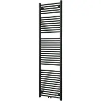 VIPERA Kanza enkele handdoekradiator 50 x 180 cm centrale verwarming mat zwart zij- en middenaansluiting 1068W