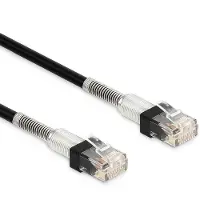 DeLOCK RJ45 Network Cable with double bend protection Cat.6A UTP Slim 0.3 m black