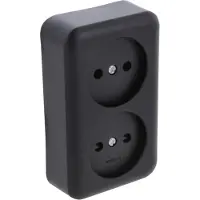 Q-Link Stopcontact Opbouw – 2-Voudig Zwart Zonder Randaarde