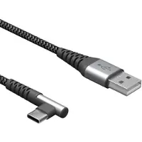Goobay USB-C haaks (links/rechts) naar USB-A kabel - USB2.0 - tot 3A / nylon - 2 meter