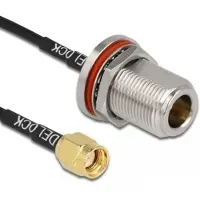 DeLOCK N (v) - RP-SMA (m) inbouw kabel - RG174 - 50 Ohm / zwart - 0,30 meter