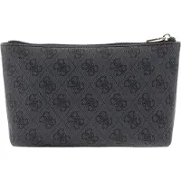 GUESS accessoiretas Laurel II Wristlet Pouch Coal Logo donkergrijs