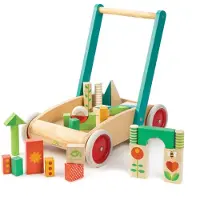 Tender Leaf Toys Loopwagen m. Blokken - Tuinthema - - OneSize - Loopwagens