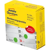 Avery Zweckform Markeringspunten in dispenser 3855 Permanent klevend Groen 19 mm rond 250 Stuks op rol