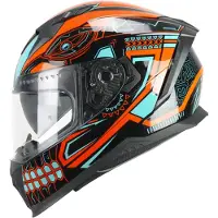 Cgm Volledige helm 311M BLAST, kleur: Maya Schwarz, oranje met glanzende blauwe accenten, maat S