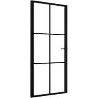 vidaXL Binnendeur 93x201,5 cm ESG-glas en aluminium zwart