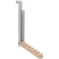 Relaxdays inklapbare deurhaak - voor 6 hangers - hout - metaal - deurdiktes tot 2 cm - grijs