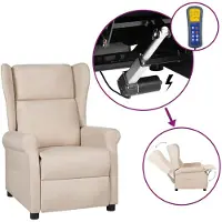 vidaXL Fauteuil verstelbaar elektrisch stof crème