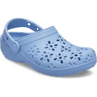 Crocs Schoolkind/Tiener classic floral cut out clogs blauw Meisjes EVA - maat 32/33