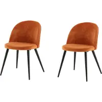 Ebuy24 Velvet eetkamerstoel velours oranje, zwart.