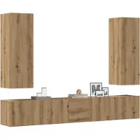 vidaXL 5-delig Tv-meubelset wandmontage bewerkt hout artisanaal eiken