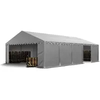 Sonstiges Opslagtent 5x10 m met ritssluitingen - 2,0m zijwandhoogte, PVC 750, met grondframe, grijs
