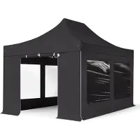 TOOLPORT 3x4,5 m Easy up partytent met zijwanden (4 panorama), PROFESSIONAL alu 40mm, zwart