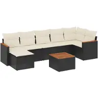 vidaXL 8-delige Loungeset met kussens poly rattan zwart