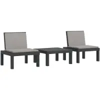 vidaXL 3-delige Loungeset met kussens PP antracietkleurig