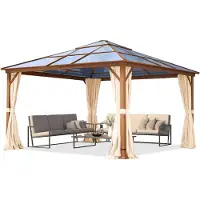 TOOLPORT Tuinpaviljoen Hardtop Forest Deluxe crème, 4x4 m, met eikenhoutlook