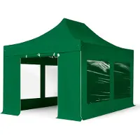TOOLPORT 3x4,5 m Easy up partytent met zijwanden (4 panorama), PROFESSIONAL alu 40mm, donkergroen