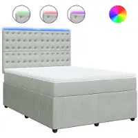 Syfax Boxspring met matras fluweel lichtgrijs 140x190 cm