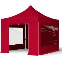 TOOLPORT 3x3 m Easy up partytent met zijwanden (2 panorama), PROFESSIONAL alu 40mm, rood