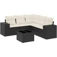 vidaXL 6-delige tuinmeubelset met kussens, zwart, polyrotan