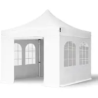 TOOLPORT 3x3 m Easy up partytent met zijwanden (4 vensters), PROFESSIONAL alu 40mm, wit