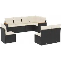 vidaXL 8-delige Loungeset met kussens poly rattan zwart