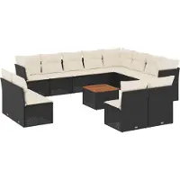 vidaXL 13-delige Loungeset met kussens poly rattan zwart