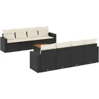 vidaXL 9-delige Loungeset met kussens poly rattan zwart
