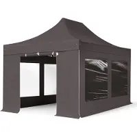 TOOLPORT 3x4,5 m Easy up partytent met zijwanden (4 panorama), PROFESSIONAL alu 40mm, donkergrijs