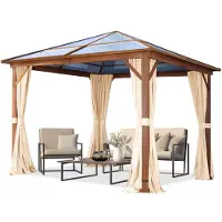 TOOLPORT Tuinpaviljoen Hardtop Forest Deluxe crème, 3x3 m, met eikenhoutlook
