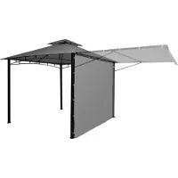 Mendler Pergola HWC-F94, tuinpaviljoen, stalen, verstelbare zijwand, 2,5x2,5m grijs