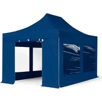 TOOLPORT 3x4,5 m Easy up partytent met zijwanden (4 panorama), PROFESSIONAL alu 40mm, blauw