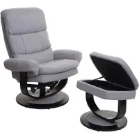 Mendler Relaxfauteuil HWC-C16, tv-fauteuil met voetenbankje en opbergruimte, MVG-gecertificeerd stof/textiel, lichtgrijs