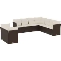 vidaXL 9-delige Loungeset met kussens poly rattan bruin