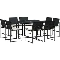 vidaXL 9-delige Tuinset poly rattan zwart