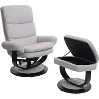 Mendler Relaxfauteuil HWC-C16, tv-fauteuil met voetenbankje en opbergruimte, MVG-gecertificeerd stof/textiel, crème-beige